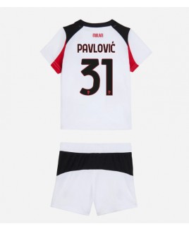 Günstige AC Milan Strahinja Pavlovic #31 Auswärts Trikotsatzt Kinder 2025-26 Kurzarm (+ Kurze Hosen)